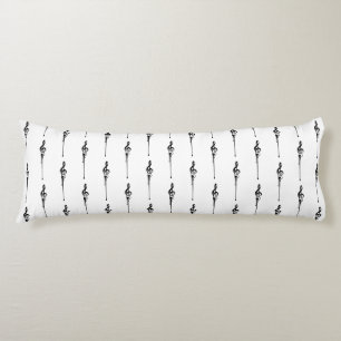 Music Motif Melting Treble Clef Black and White Body Cushion