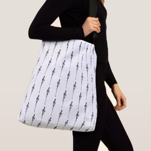 Music Motif Melting Treble Clef Black and White Crossbody Bag
