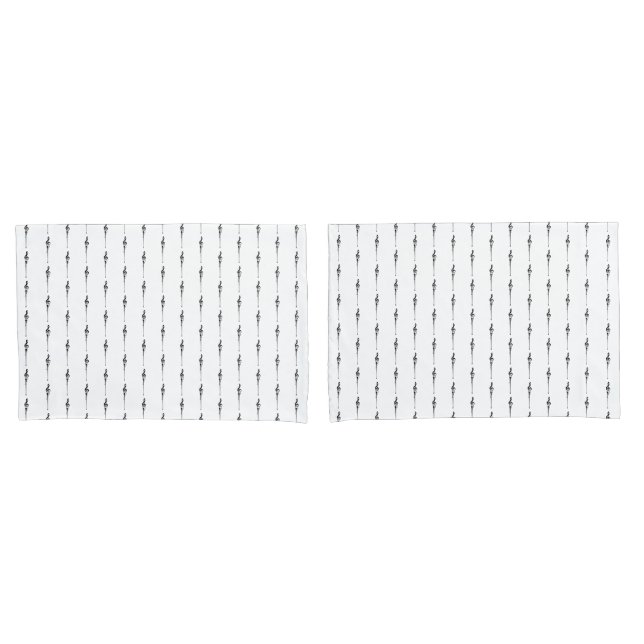 Music Motif Melting Treble Clef Black and White Pillowcase (Front-Set)