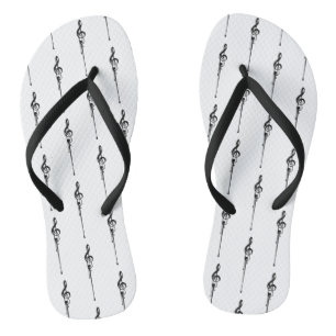 Music Motif Melting Treble Clef Black and White Thongs