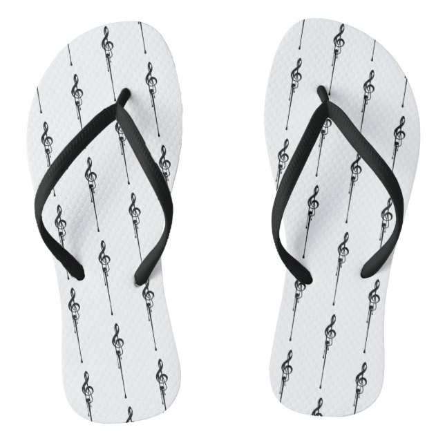 Music Motif Melting Treble Clef Black and White Thongs (Footbed)
