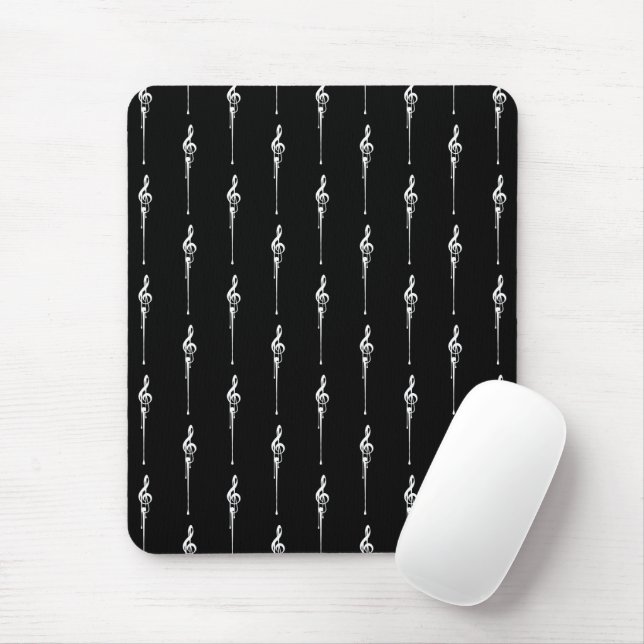 Music Motif Melting Treble Clef White and Black Mouse Pad (With Mouse)
