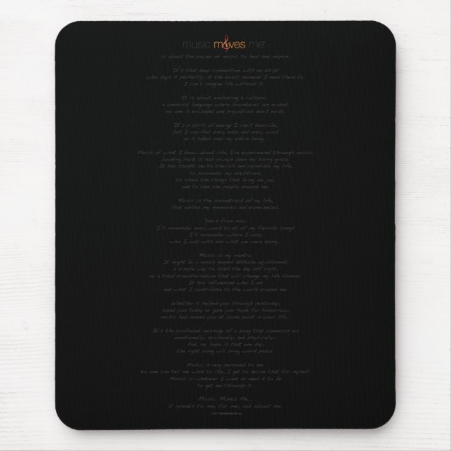 Music Moves Me™ Manifesto Mousepad (Front)