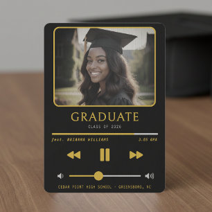 Music MP3 Player Black & Gold Graduation Announcement