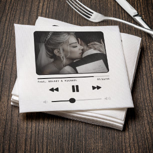 Music MP3 Player Wedding White Napkin