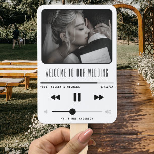 Music MP3 Player White Wedding Program Hand Fan