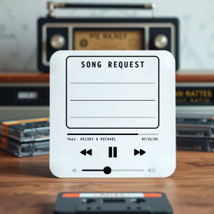 Music MP3 Player White Wedding Song Request Enclosure Card