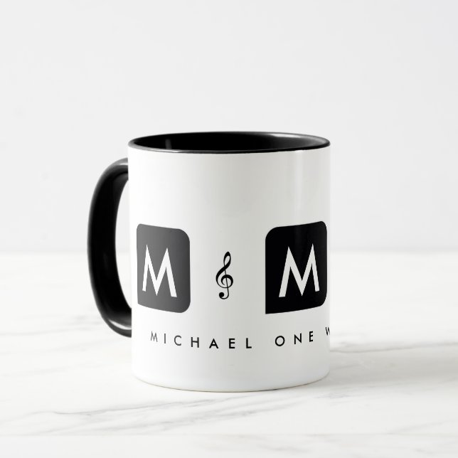music mug for musicians with treble clefs (Front Left)