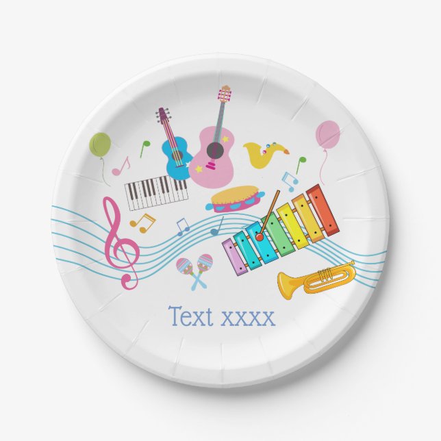 music, musical instruments drum kids singing paper plate (Front)