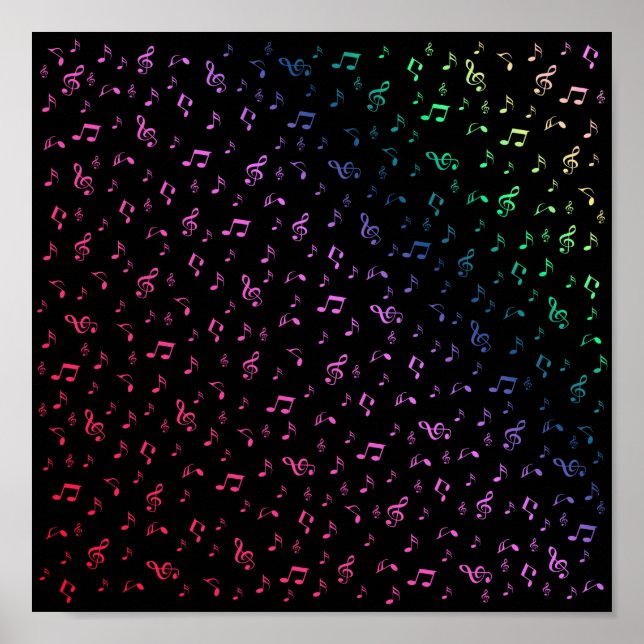 music, musical, note, melody, black, sound, clef, poster (Front)