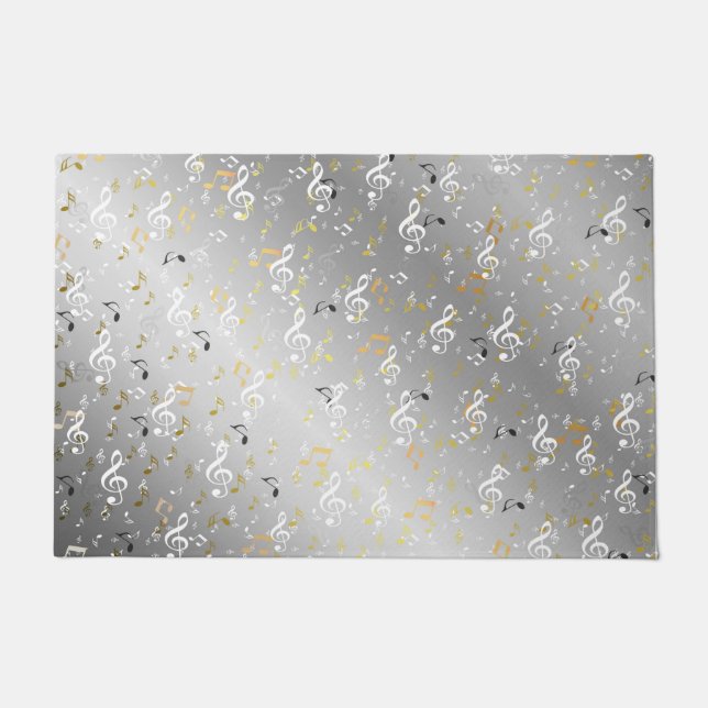 music, musical, note, white, melody, clef, sound, doormat (Front)