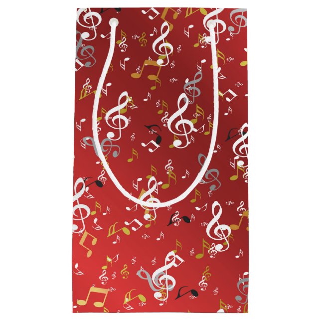 music, musical, note, white, melody, clef, sound, small gift bag (Front)