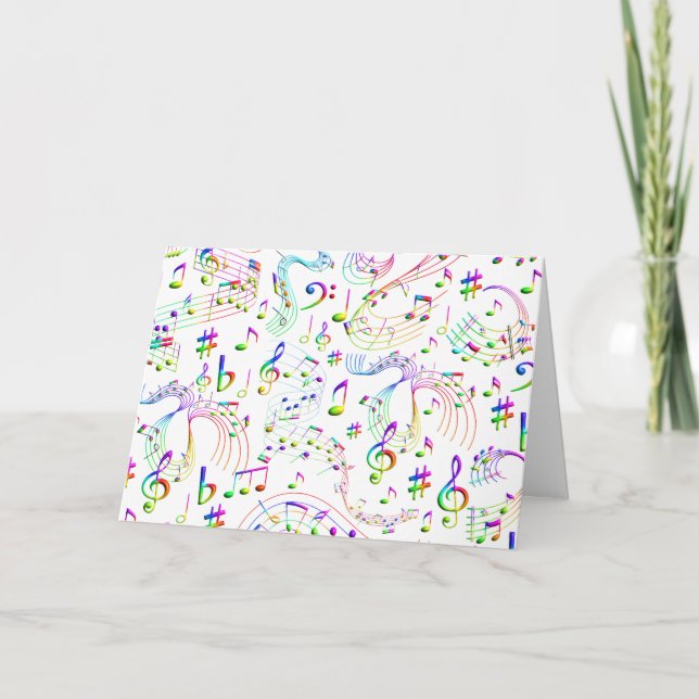 Music, Musical Notes, Colorful Card (Front)