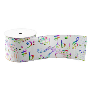 Music, Musical Notes, Colorful Grosgrain Ribbon