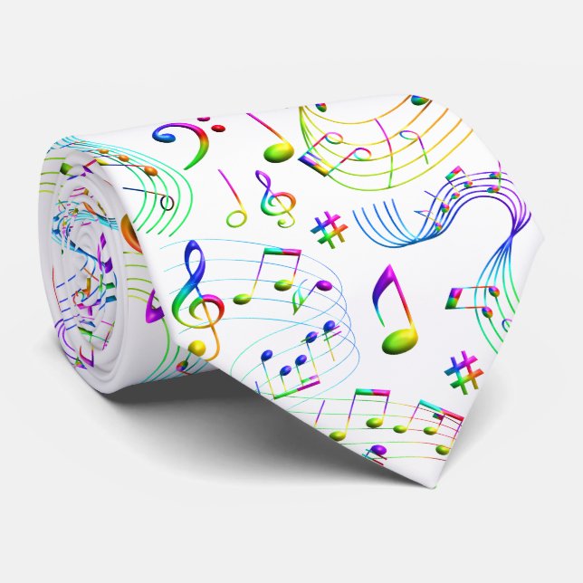 Music Musical Notes Colorful Tie (Rolled)