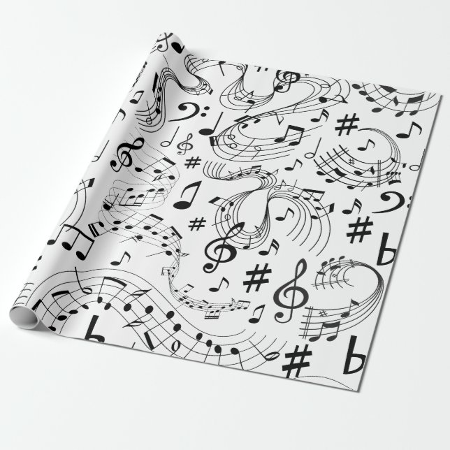 Music, Musical Notes Wrapping Paper (Unrolled)
