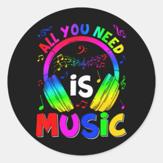Music Musician Tie Dye DJ Headphones Music Lovers Classic Round Sticker