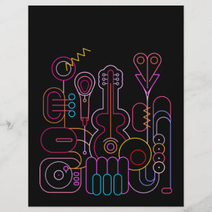 Music Neon Colours Design Custom Letterhead
