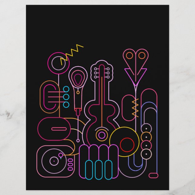 Music Neon Colours Design   Custom Letterhead (Front)