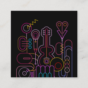 Music Neon Colours Design Square Business Card