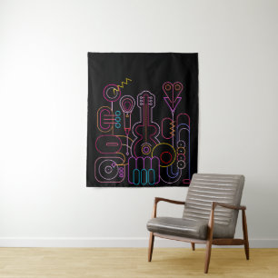 Music Neon Colours Design   Tapestry
