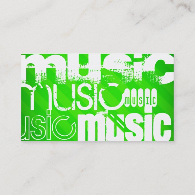 Music; Neon Green Stripes Business Card (Back)