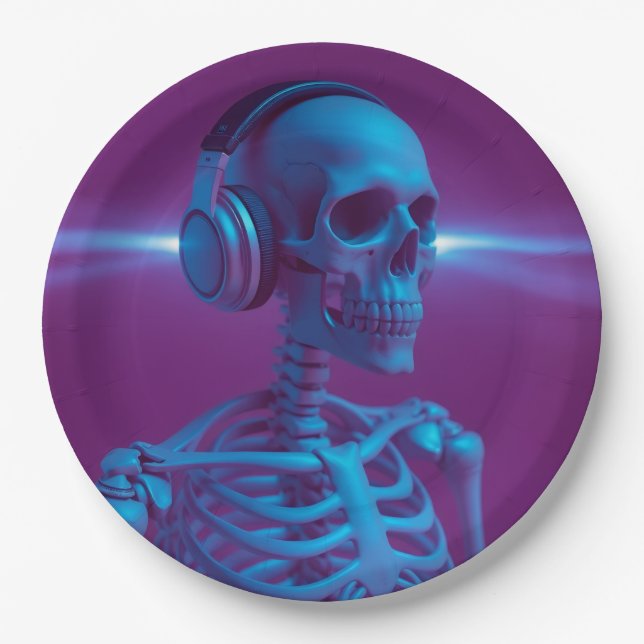 Music Never Dies Skeleton Paper Plate (Front)