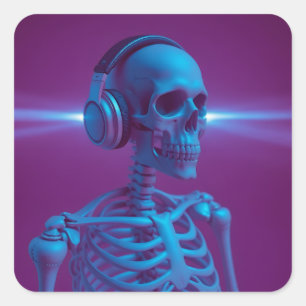 Music Never Dies Skeleton Square Sticker