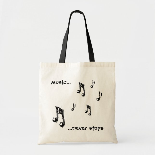 Music never stops tote bag (Front)