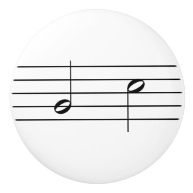 Music notation - half notes or minims ceramic knob (Front)