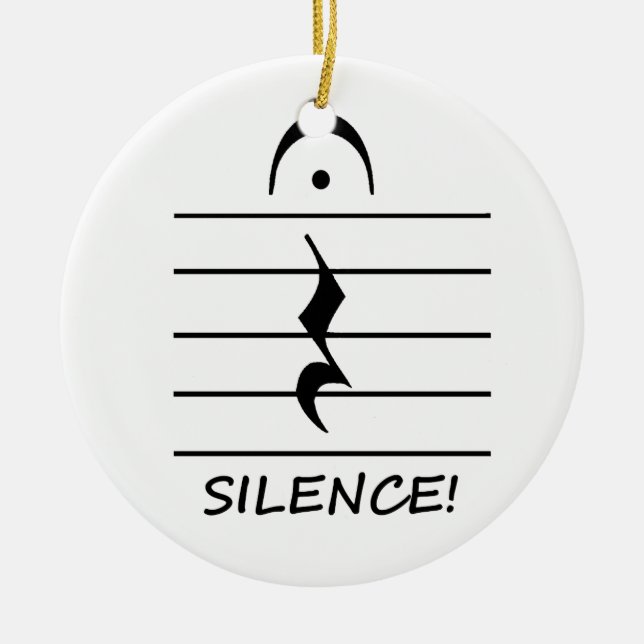 Music Notation Rest with Silence Ceramic Tree Decoration (Front)