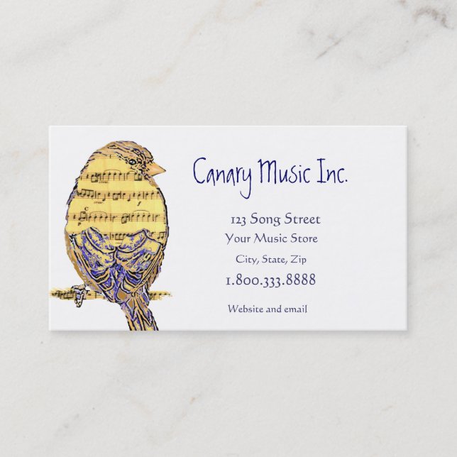 Music Note Bird Custom Business Card (Front)