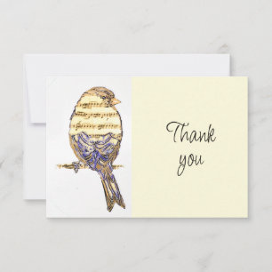 Music Note Bird Musician Singer Thank You Card