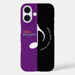 music note ~ black & purple cool iPhone 16 case