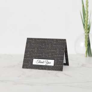 Music Note Blakc and White Pattern Musician Thank You Card