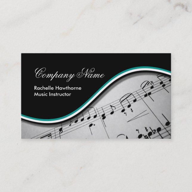 Music Note  Business Cards ~ teal (Front)
