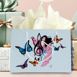 Music Note Butterflies Fairy Large Gift Bag