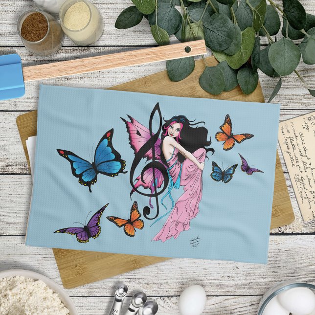 Music Note Butterflies Fairy Tea Towel (Creator Uploaded)