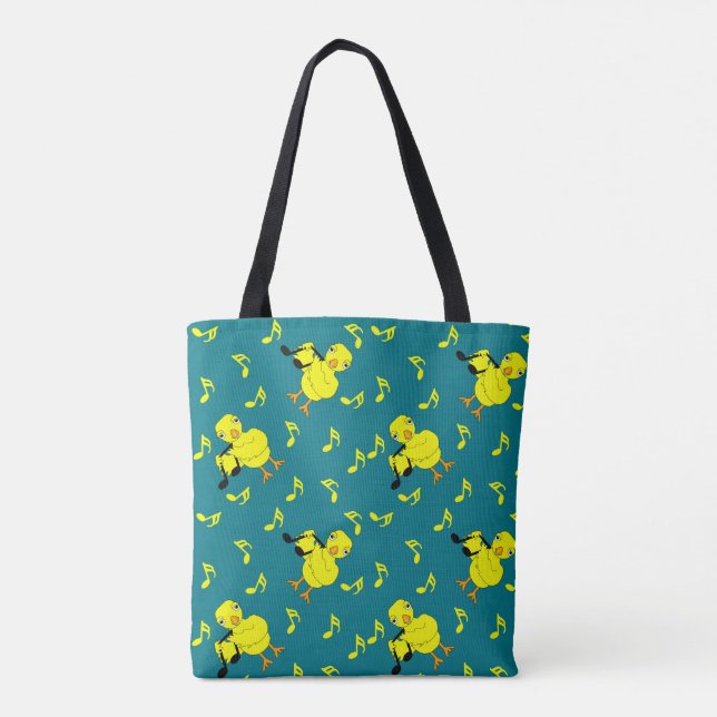 Music Note Chick Pattern Tote Bag (Back)