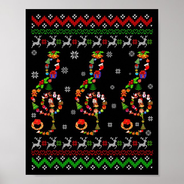 Music Note Christmas Ugly Sweater Musical Teacher  Poster (Front)
