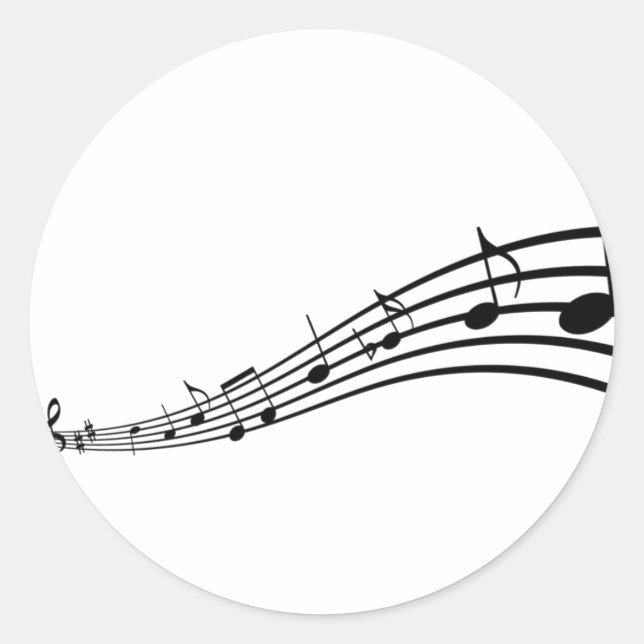 music note classic round sticker (Front)