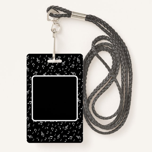 music, note, clef, band, symbol, shiny, elegant, b ID badge (Front with Lanyard)