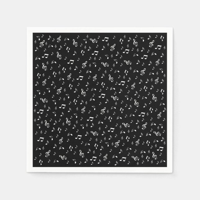 music, note, clef, band, symbol, shiny, elegant, napkin (Front)