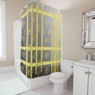 music, note, clef, band, symbol, shiny, elegant, shower curtain