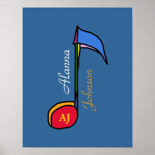 music note colourful art personalised poster