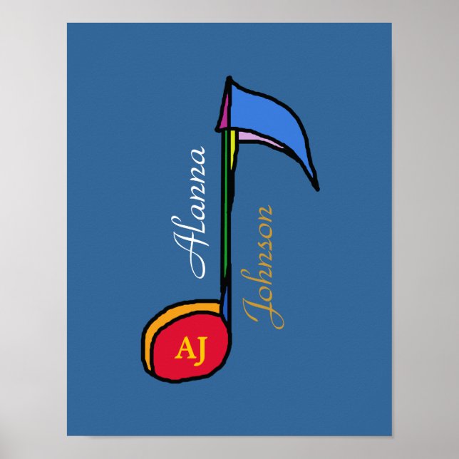 music note colourful art personalised poster (Front)