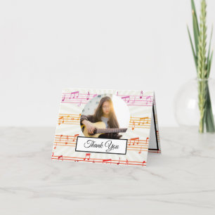 Music Note Colourful Pattern Theme Musician Photo  Thank You Card