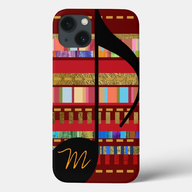Music Note & Colourful Stripes personalised Case-Mate iPhone Case (Back)