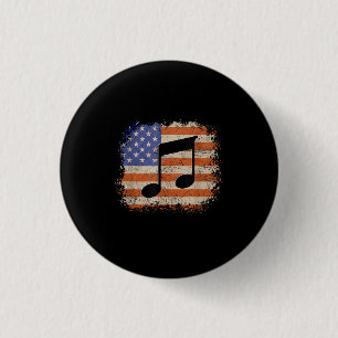 Music note for men gift american flag patriotic fu 3 cm round badge