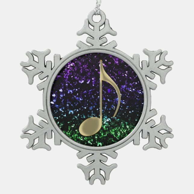 Music Note Glitter Holiday Ornament (Front)